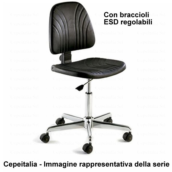 SEDIA ESD IN PU CON RUOTE E BRACCIOLI - CORSA