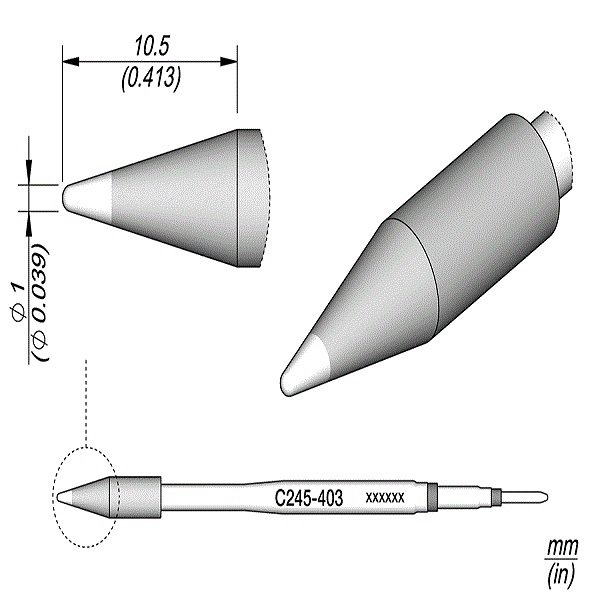 JBC PUNTA SALDANTE C245403 - CONICA HT Ø 1 MM
