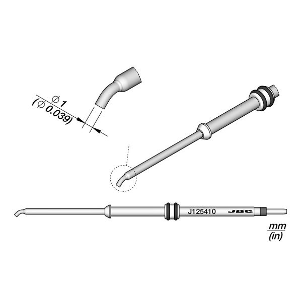 JBC J125410 PUNTA A CARTUCCIA CURVA Ø 1MM 45º