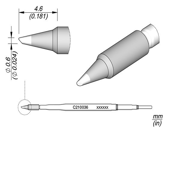 JBC PUNTA SALDANTE C210-036 - CONICA Ø 0.6 MM