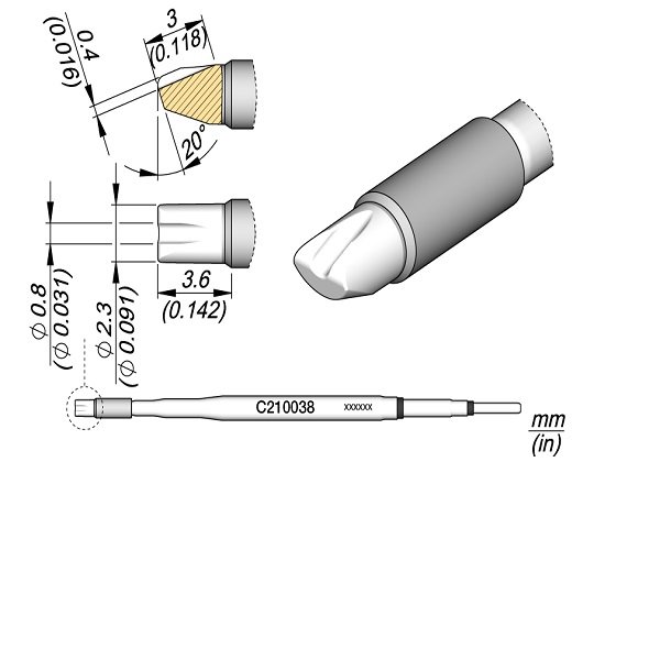 JBC PUNTA SALDANTE C210-038 - BARREL Ø 0.8 MM