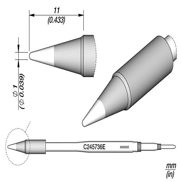 JBC C245736E PUNTA SALDANTE CONICA Ø 1 MM